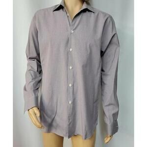 Theory Mens Dover Button Down Dress Shirt Sz L 16 34-35 Long Sleeves Purple #WM1